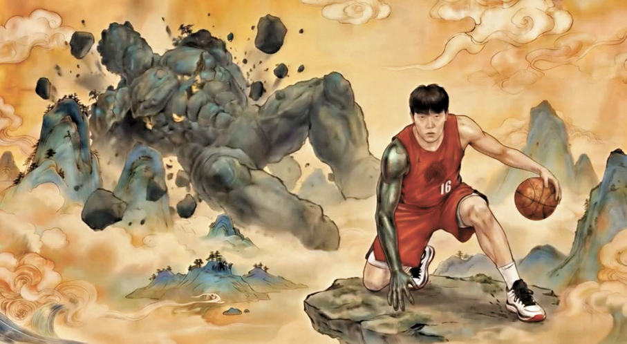 ●楊瀚森與雲班亞馬合演NBA推出的「丙午馬年」廣告。NBA官方圖片