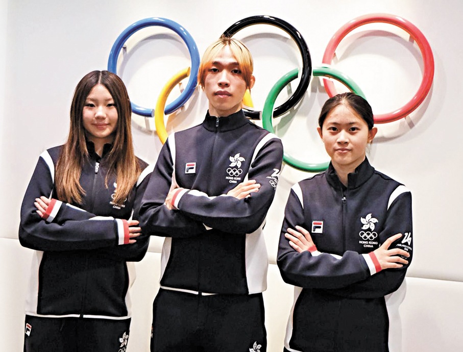 ●冬奧港將（左起）金詠晞、郭子峰與林靜欣期望展現最佳水平。