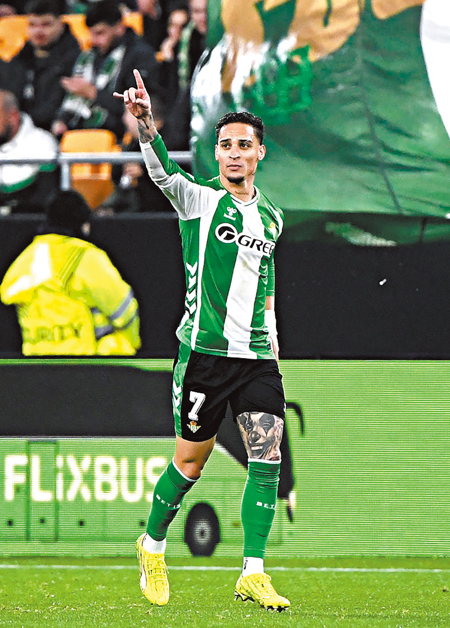 ●安東尼已成為貝迪斯前場核心。  資料圖片