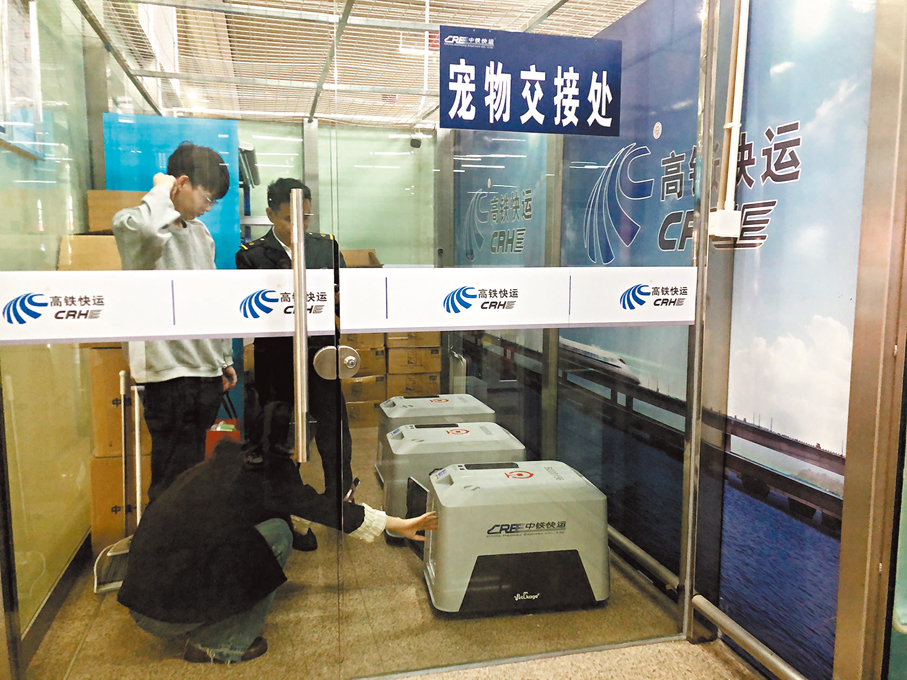 ●中鐵快運託運點的寵物交接處。
