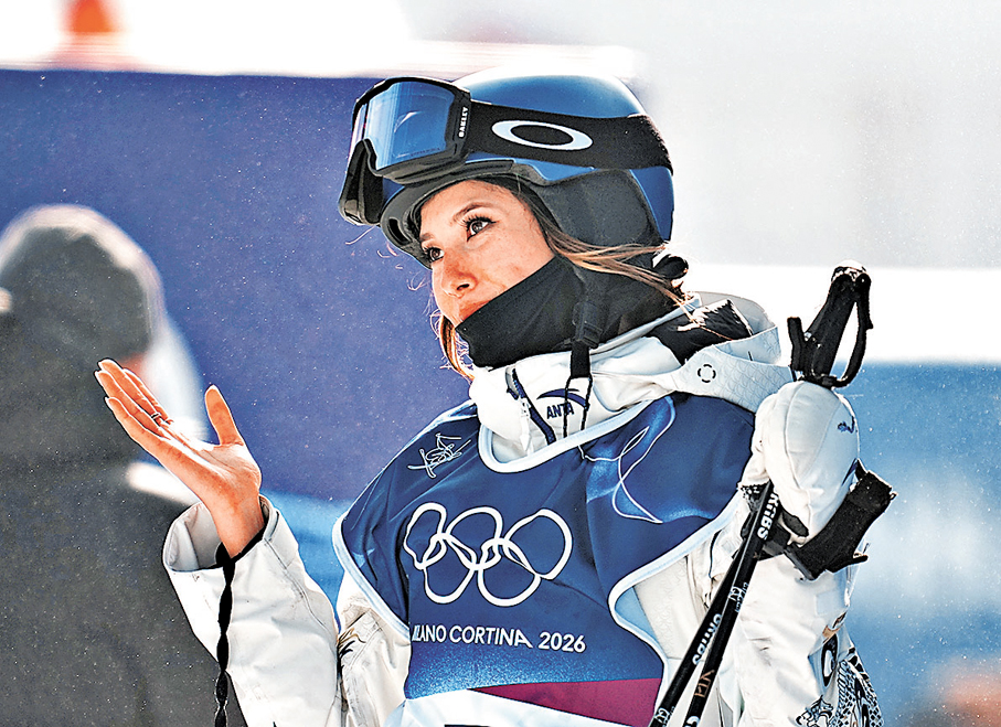 ●谷愛凌在比賽結束後。  新華社