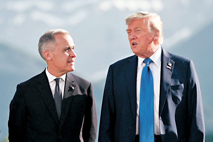 ●卡尼（左）早前與特朗普隔空「開火」。 資料圖片