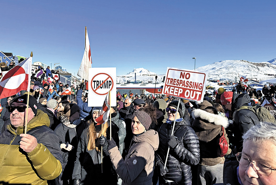 ●特朗普無視與丹麥的盟友關係，威脅接管格陵蘭，當地居民群起反對。 資料圖片
