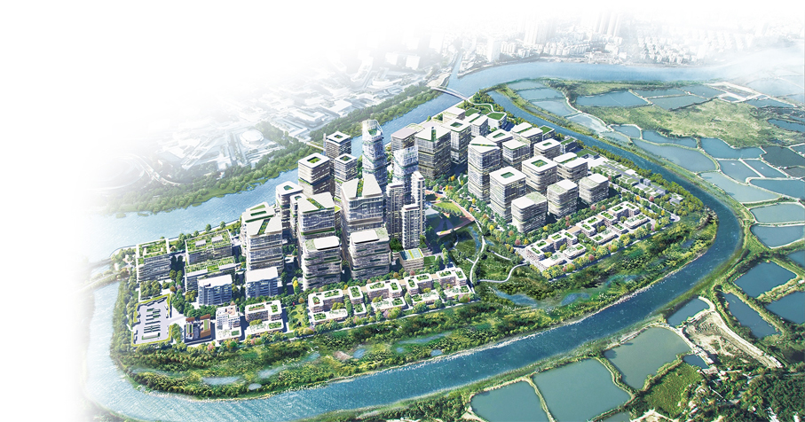 ▶北部都會區的創科園區發展，將進一步強化香港的研產結合。圖為港深創科園概念圖。 資料圖片