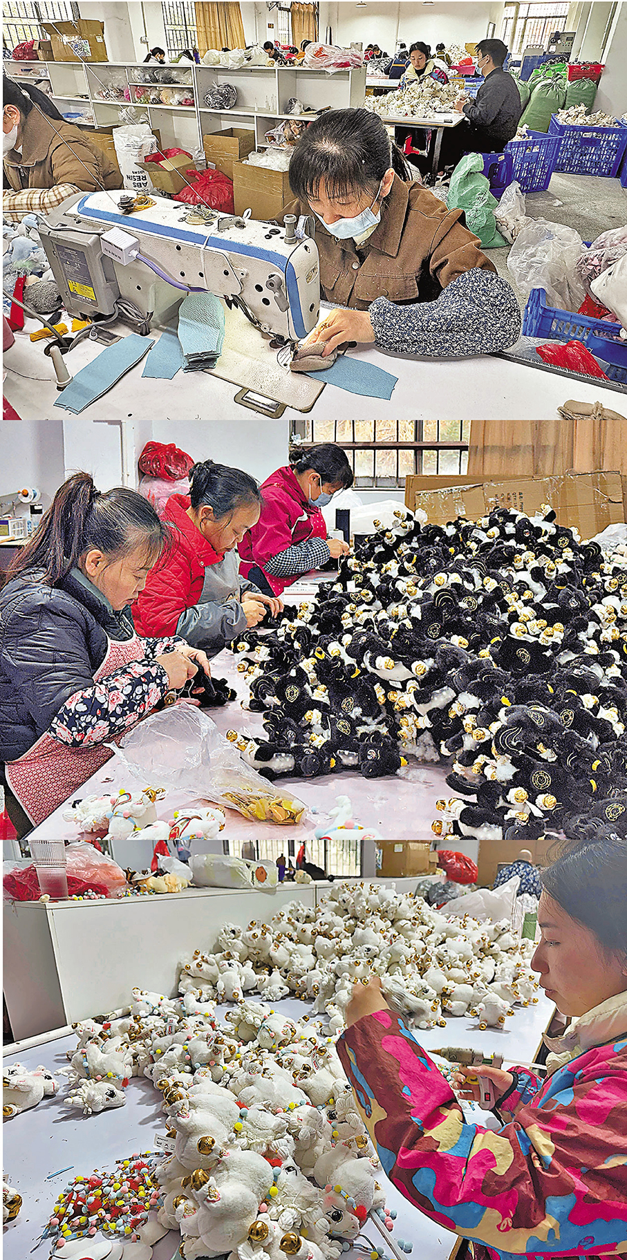 ●馬年春節臨近，東莞市均輝玩具公司車間內多條生產線加緊趕製馬年生肖主題公仔及產品。 香港文匯報記者盧靜怡  攝