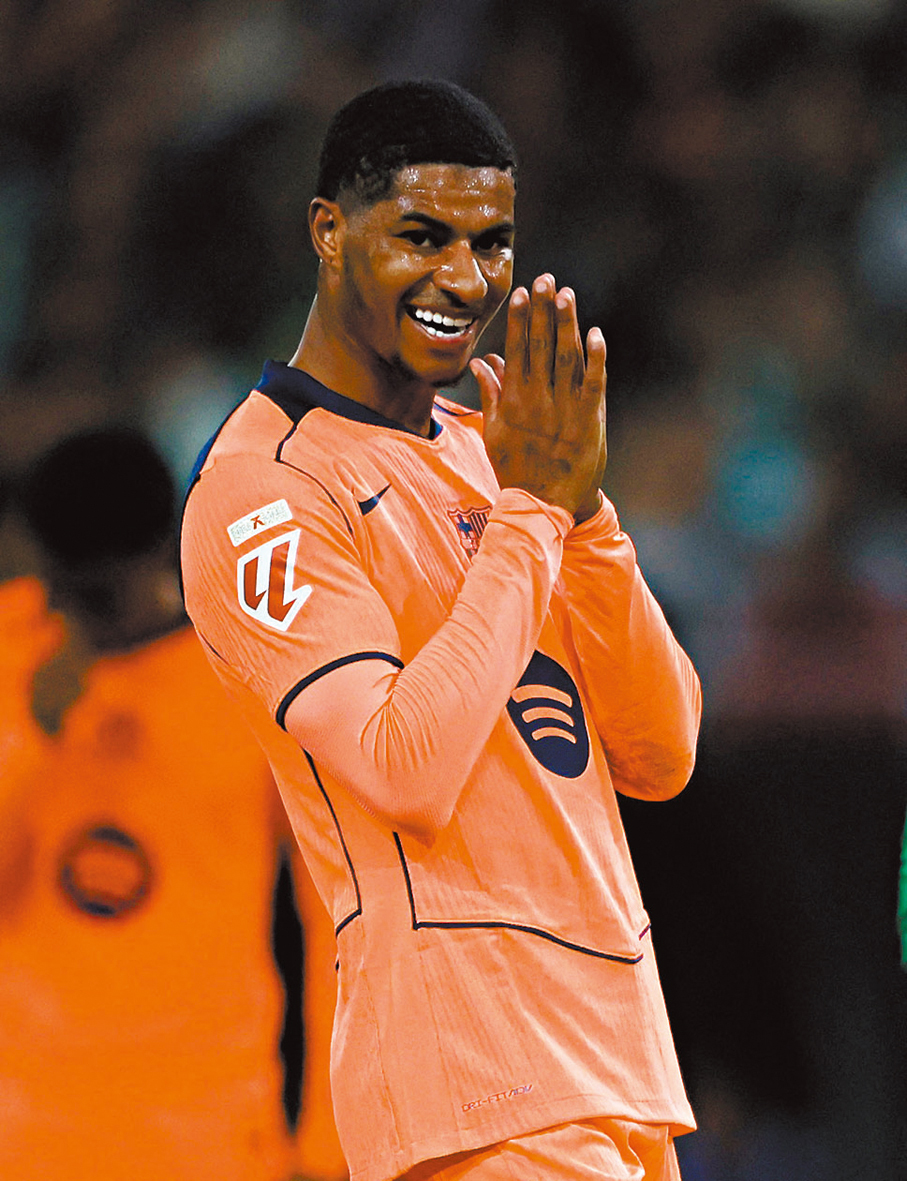 ●巴塞翼鋒拉舒福特近況不俗。資料圖片