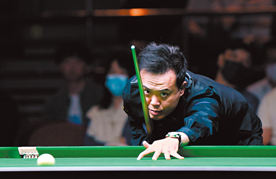 ●傅家俊於世界桌球公開賽外圍賽淘汰丁俊暉。 資料圖片