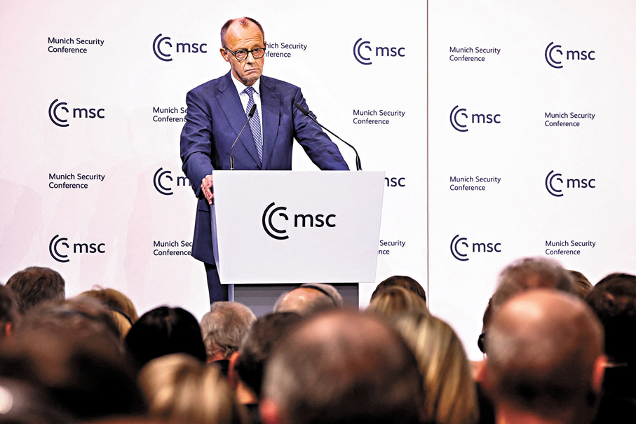 ●默茨在演說中毫不留情地批評美國。 路透社