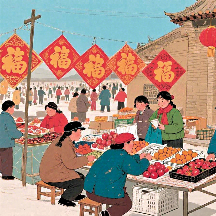 ●年集之日，是鄉村一年中最沸騰的時節。 AI繪圖