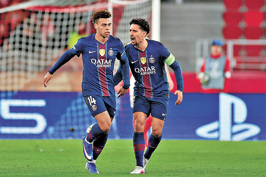 ●PSG小將杜伊（左）腳風轉順。 資料圖片