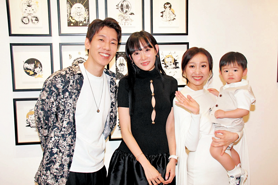 ●林奕匡一家三口到場支持。   香港文匯報記者達里 攝