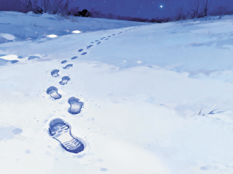 ●我似乎聽到了踩在雪地上的聲音。 AI繪圖