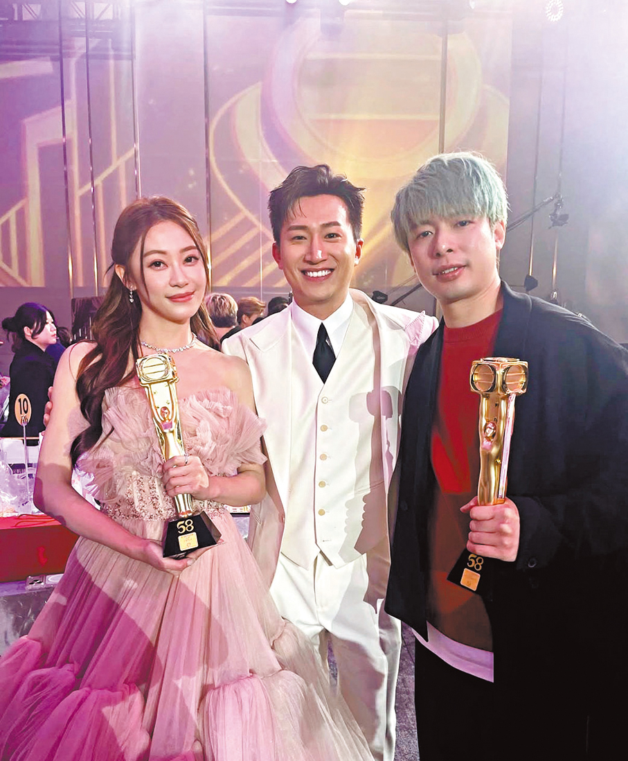 ●（左起）葉蒨文、曾展望與莫文浩因《女神》斬獲頗豐。受訪者供圖