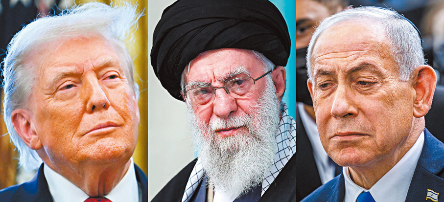 ●左起：美國總統特朗普、伊朗最高領袖哈梅內伊、以色列總理內塔尼亞胡 法新社