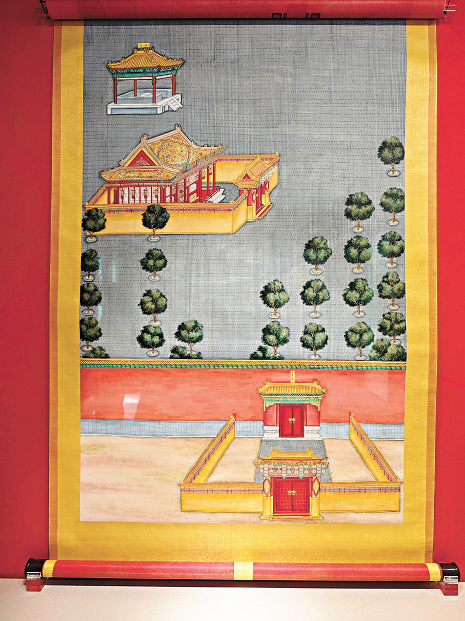 ●清代同治大婚綵棚圖軸。