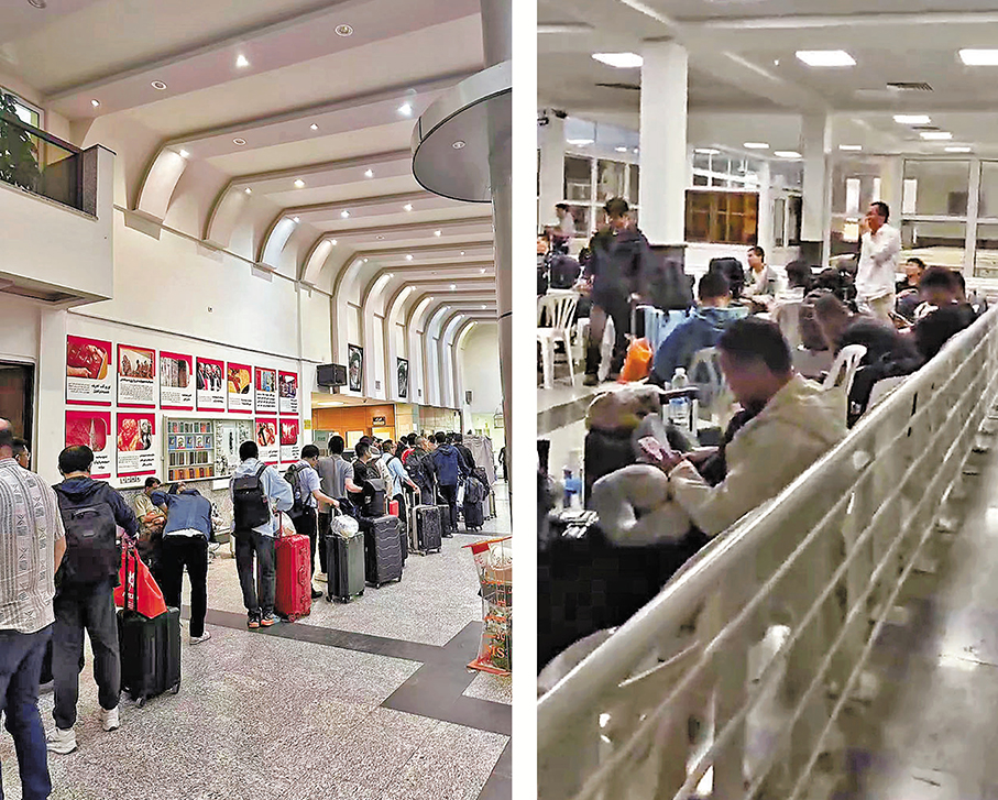 ●3月1日，伊朗德黑蘭的華僑華人開始分批撤離前往亞美尼亞、阿塞拜疆等地。圖為在排隊撤離的僑胞。受訪者供圖