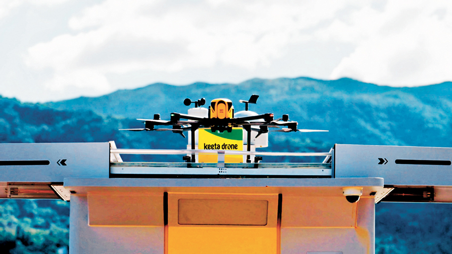 ●蔡毅建議設立國家級「粵港澳大灣區低空空域協同管理示範區」。圖為有外賣集團在大埔海濱公園自動化機場開啟高效配送體驗。資料圖片 