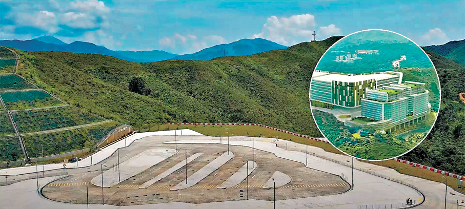 ●沙嶺數據園用地及其模擬圖。官方視頻截圖