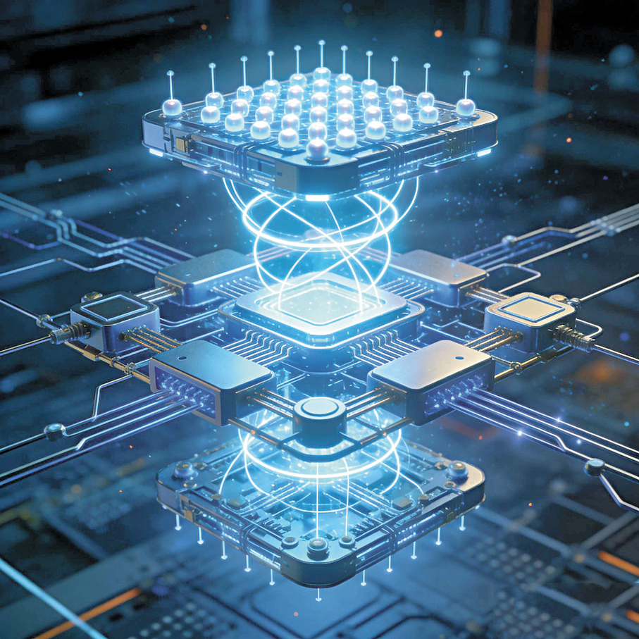 ●量子機器可加速AI「學習過程」。圖為AI生成的量子電腦。 AI生成圖片