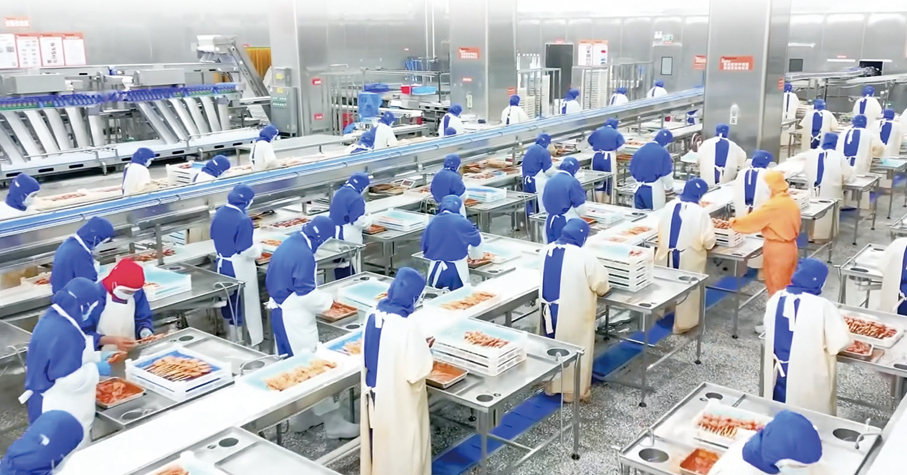 ●鹿邑縣澄明食品產業園茂源肉業分割車間。