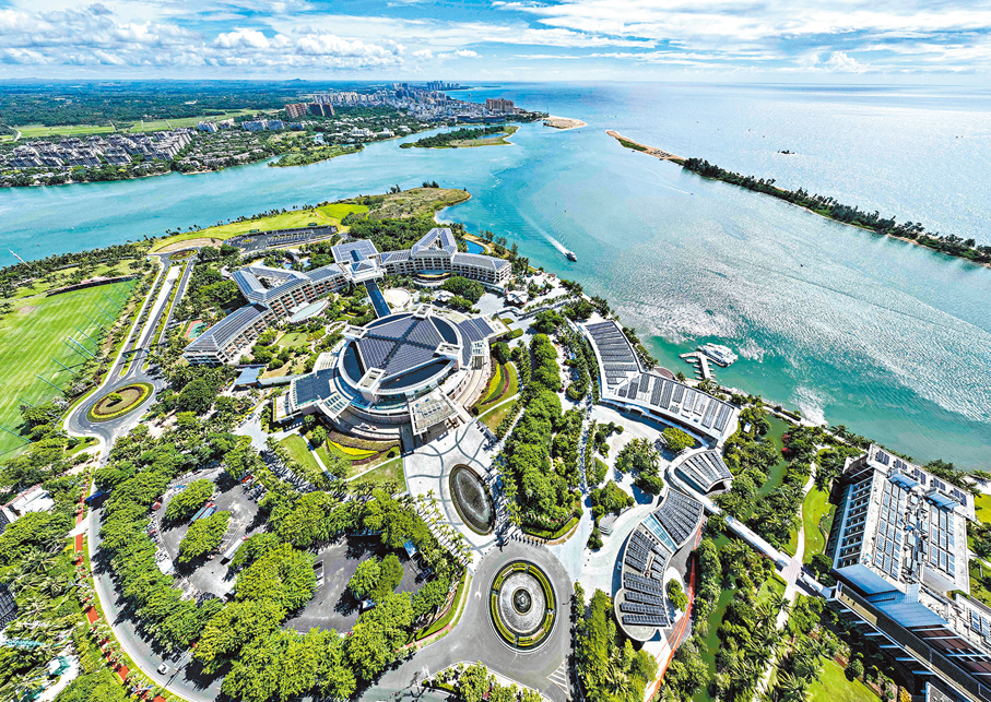 ●中國「十五五」將建成100個左右國家級零碳園區。圖為海南瓊海東嶼島博鰲零碳示範區。 資料圖片