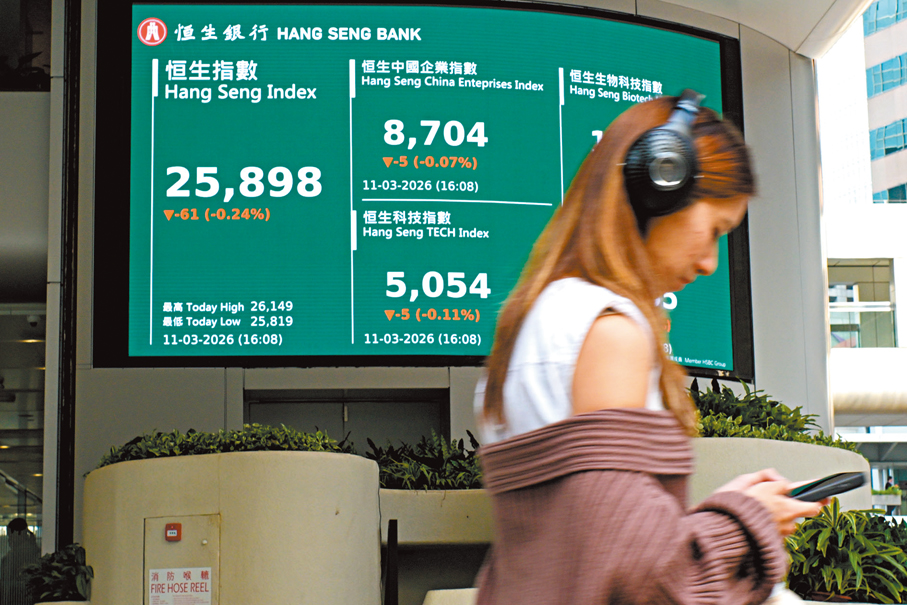 ●港股昨日早段向好，惟最終倒跌收市，OpenClaw概念股成為「急凍龍蝦」。   中新社