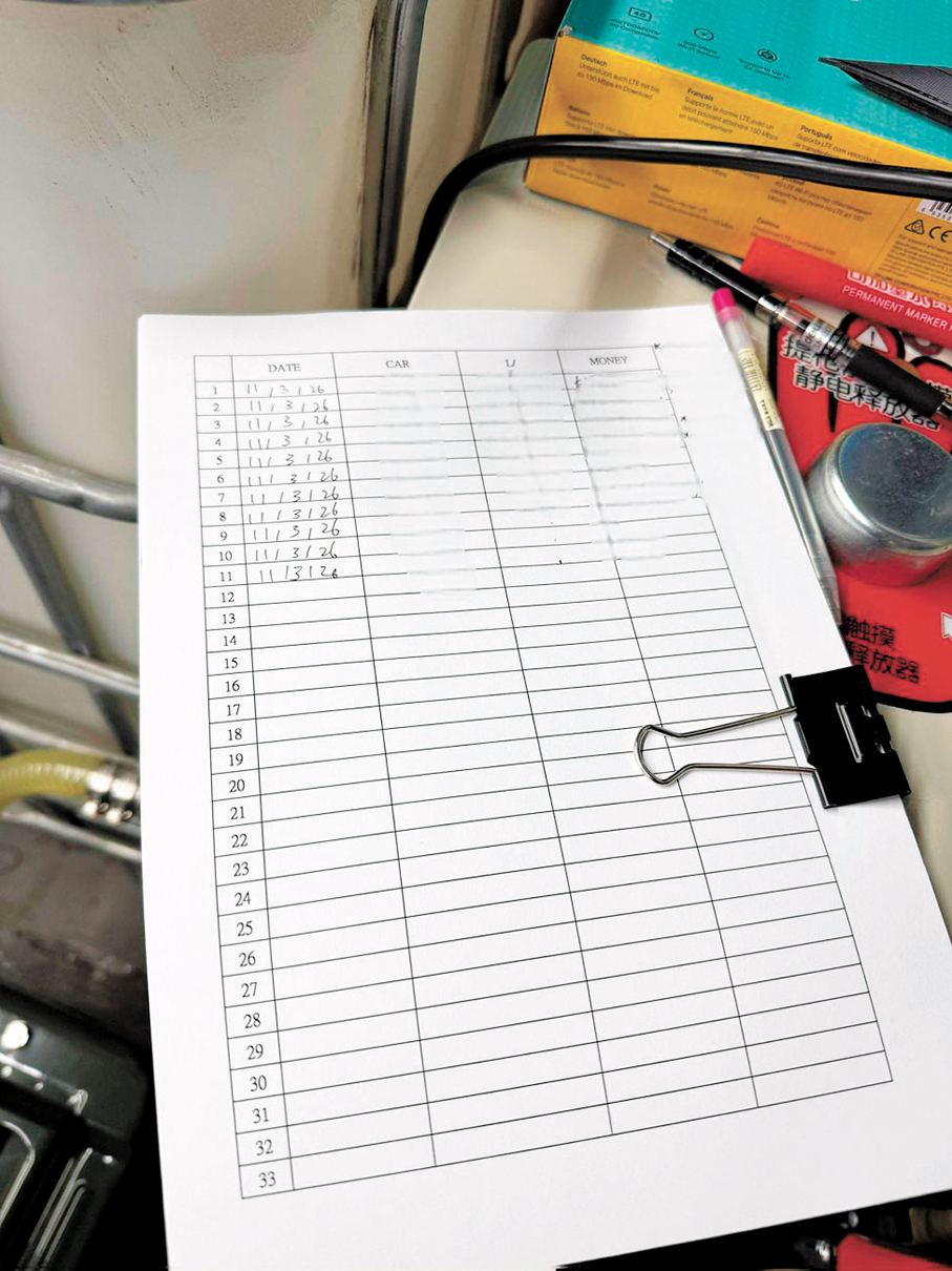 ●消防在涉案地舖發現的入油紀錄。