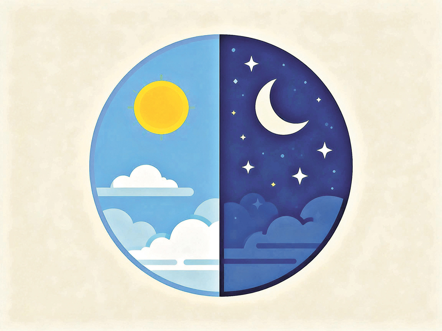 ●天地間彷彿有一桿看不見的秤，將晝夜秤得一般重。 AI繪圖