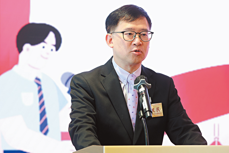 ●胡健民致辭。   香港文匯報記者萬霜靈  攝