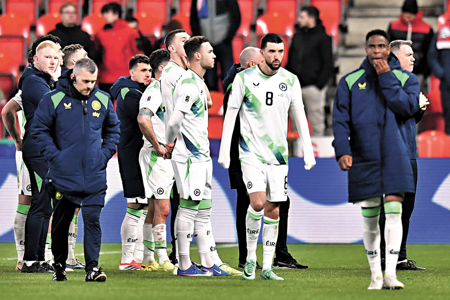 ●愛爾蘭球員賽後難掩落寞。 美聯社