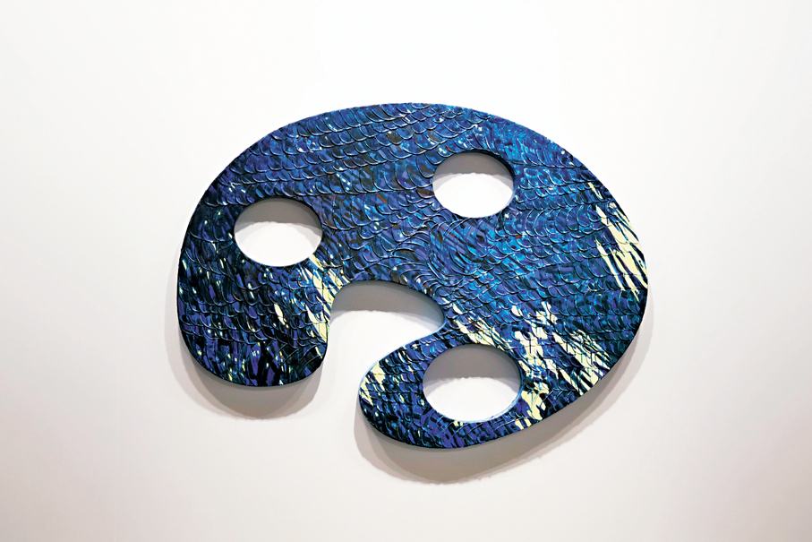 ●David Kordansky Gallery呈現關小的《Little twigs, starry nights, moonlight spilled out across the ground》。 記者雨竹 攝