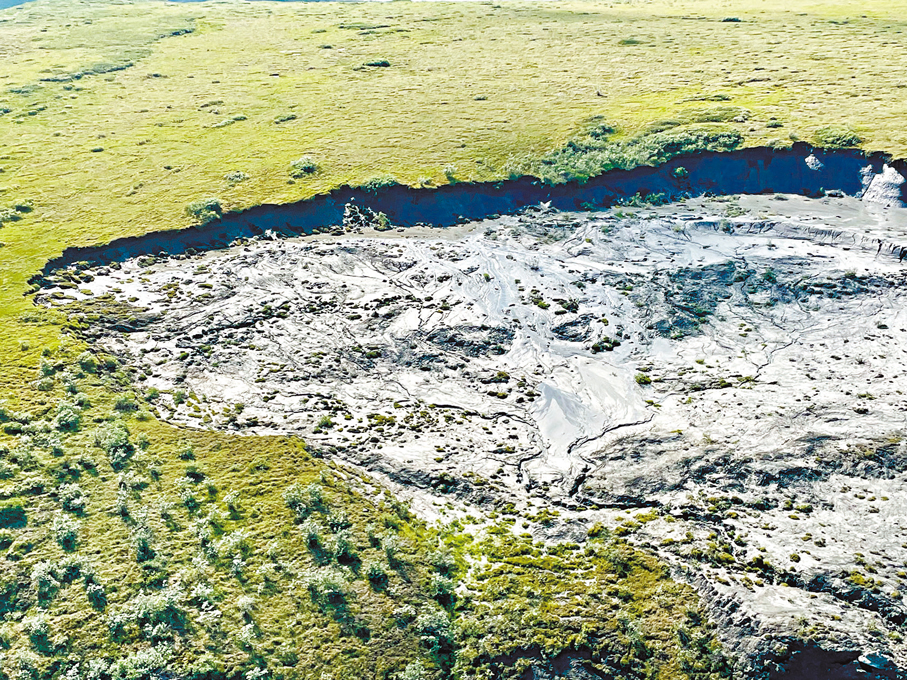 ●阿拉斯加北極地區的熱融滑塌。 Mark Lara供圖