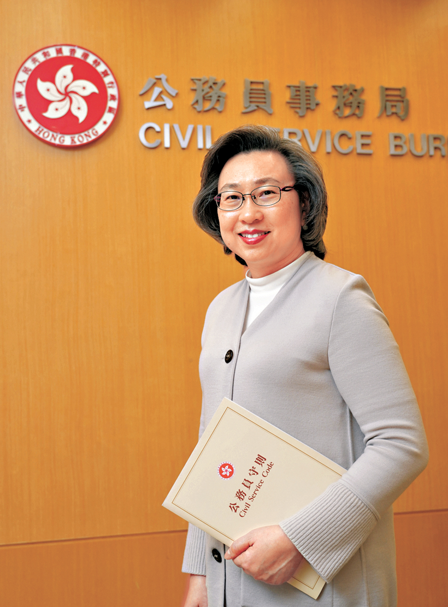 ●楊何蓓茵表示，特區政府對公務員涉國安違法行為秉持零容忍態度。大公文匯全媒體記者蔡文豪  攝