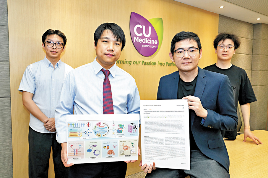 ●港中大團隊成功為食道癌創立統一癌症分型系統。香港中文大學網站圖片
