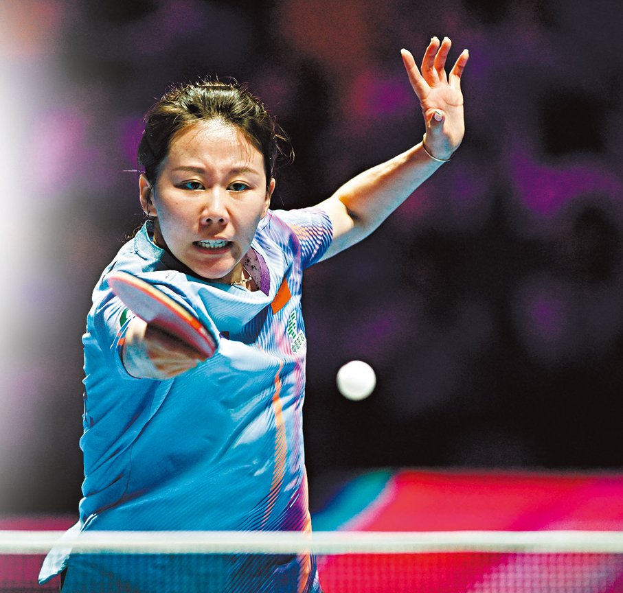 ●陳幸同以4：2擊敗波多黎各球手迪亞絲。 新華社