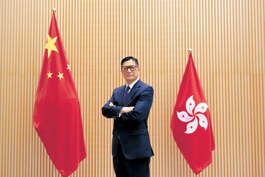 ●鄧炳強表示，在維護國安方面，保安局堅持「有法必依、執法必嚴」的原則。 香港文匯報記者曾興偉 攝