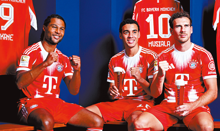 ●拜仁新星穆斯亞拿（中）有望隨隊來港。 資料圖片