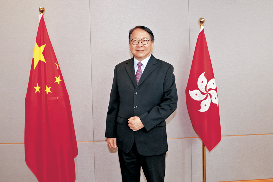 ●陳國基提醒社會各界，國家安全風險仍然存在，隨時可能突然出現。香港文匯報記者彭子文  攝