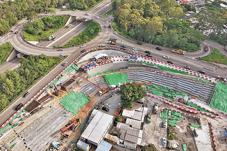 ●元朗十八鄉路交匯處興建往元朗公路分支路的路堤建造工程採用「高延性輕質複合混凝土」後，整體施工時間縮短約四五成。 網誌圖片