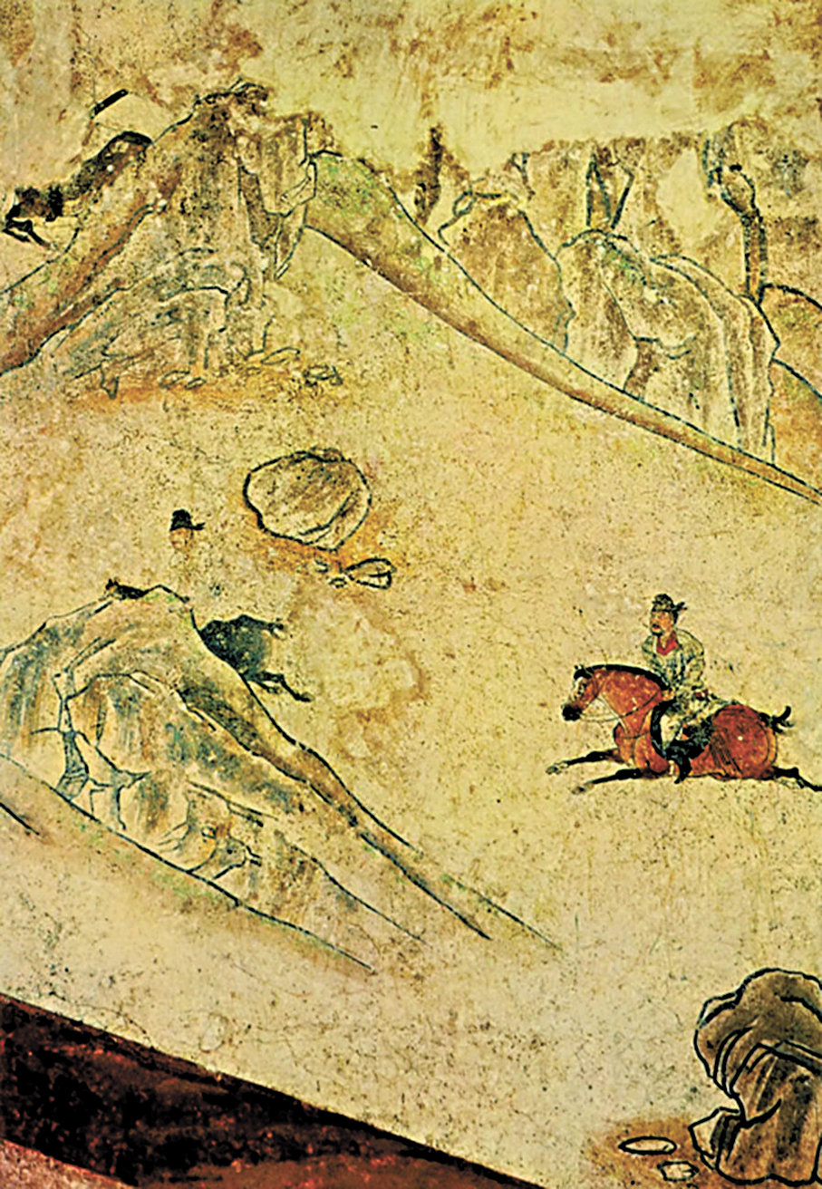 ●唐章懷太子墓出土的《打馬球圖》