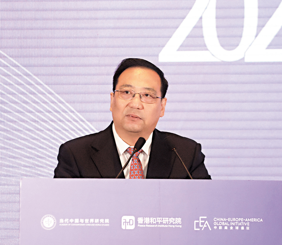 ●中國外文局局長常勃。 香港文匯報記者郭木又  攝