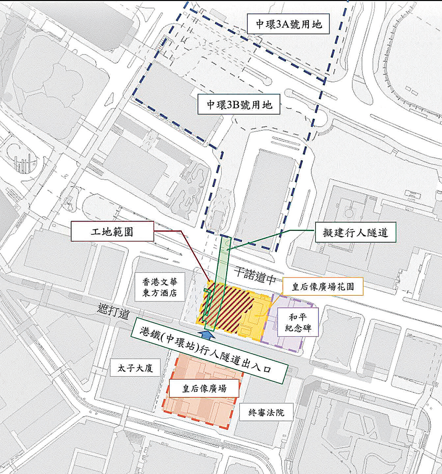 ●新行人隧道位置圖。 發展局提供