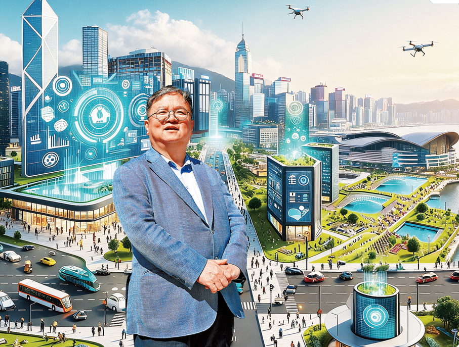 ●郭毅可獲選為2025年中國工程院外籍院士，既表彰其學術成就，亦彰顯香港創科的實力與角色。 （背景為AI生成）