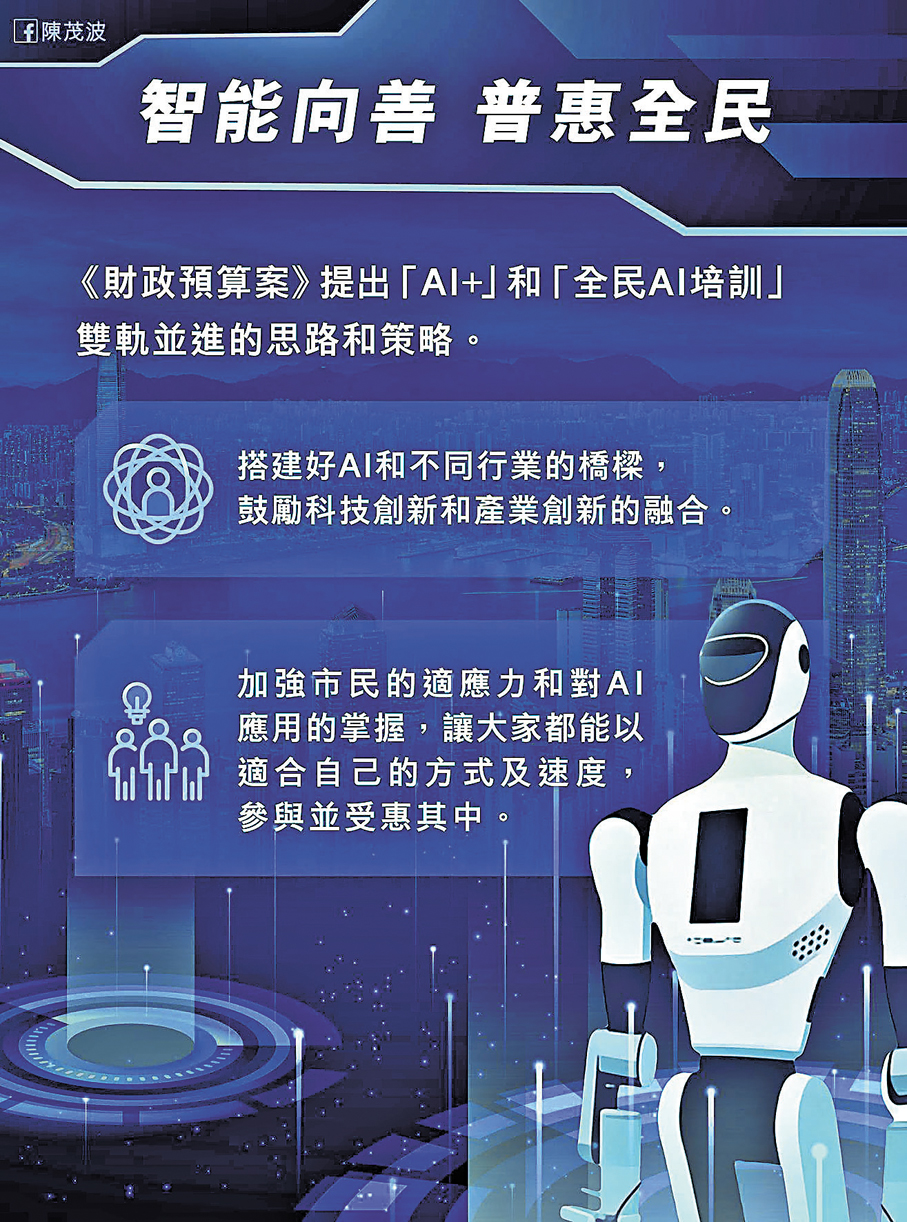 ●財政預算案提出「AI+產業」和「全民AI培訓」雙軌並進的思路和策略。 陳茂波網誌圖片