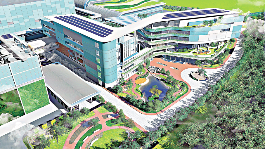 ●環保署擬於屯門曾咀興建第二座轉廢為能設施I·PARK2，圖中為參考建築設計圖。 環保署圖片