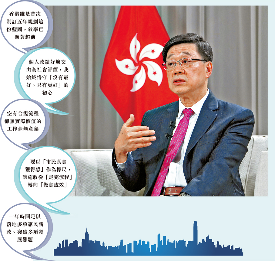 ●李家超指，相信首份五年規劃為社會提供清晰發展方向。大公文匯全媒體記者蘇婷 攝
