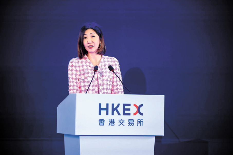 ●港交所行政總裁陳翊庭表示，香港市場正由傳統經濟融資平台，逐步轉型為以科技與新經濟為驅動的市場。香港文匯報記者李昌鴻  攝