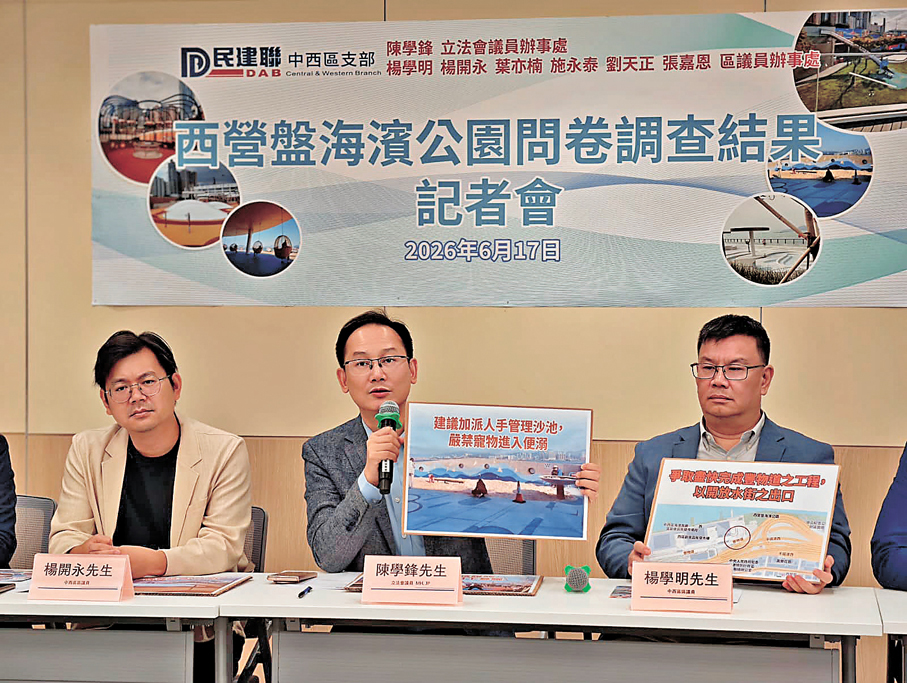 ●民建聯公布西營盤海濱公園意見調查。民建聯供圖