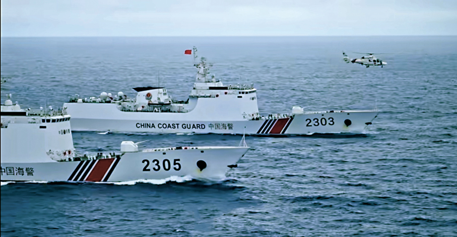 ●中國海警2303、2305等艦多次參與釣魚島巡航。  資料圖片