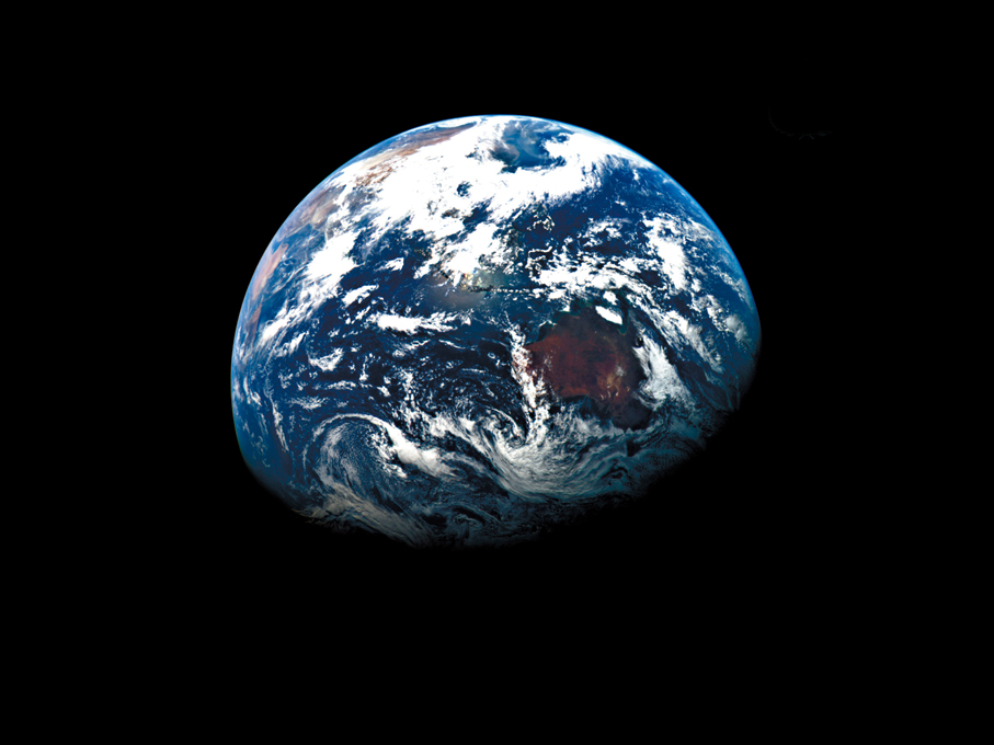 ●圖為國家航天局發布行星探測工程天問二號探測器在軌獲取的地球影像圖。 資料圖片